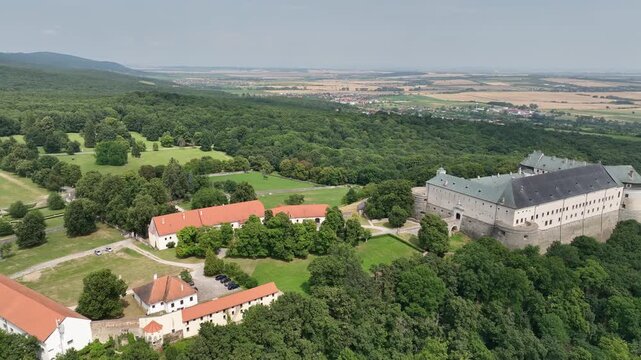 Aerial view of the Cerveny kamen Castle in Slovakia