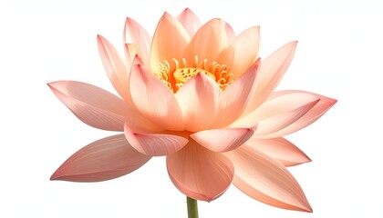 Fototapeta premium A close-up of a blooming peach-colored flower, centered, petals open, against a white background