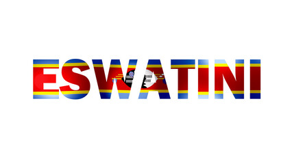 Eswatini Text With Flag Isolated On Transparent PNG Background