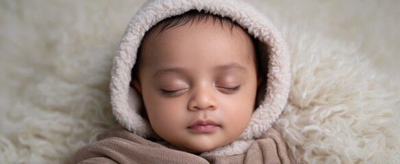 newborn baby blissfully sleeping in a gentle embrace of a soft blanket