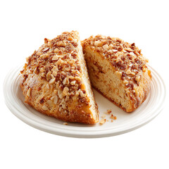 Fresh almond scone halved showing soft crumbly center