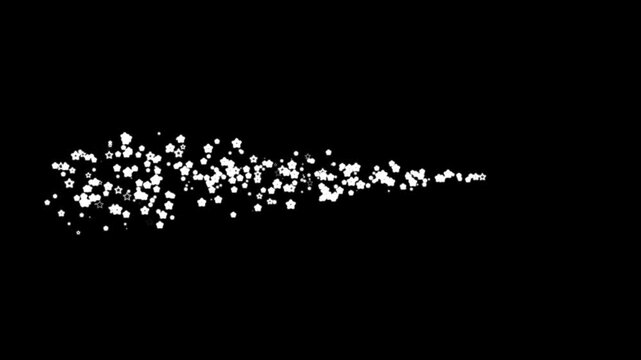 Shimmering white glitter particles trail with glowing sparkle stars,starlight dust, glitter stars magic sparkling line on black screen,silver shine effect, elegant luxury background animation loop, 4k