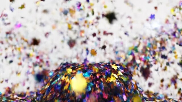 Cartoon Pimple Exploding into Rainbow Glitter Confetti on White 3D Render