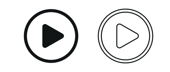 Play button icons on transparent background 