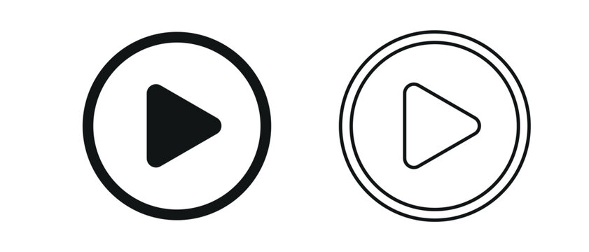 Play button icons on transparent background 