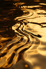 AI Image Of Golden Liquid Rippling At The Surface