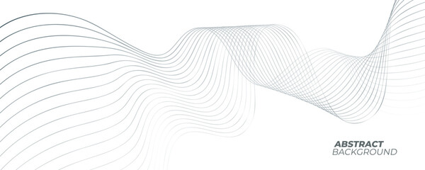 Flowing gradient wavy thin lines on white background. Futuristic abstract background for creative graphic design.