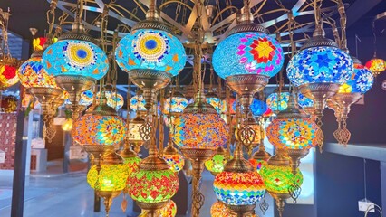 traditional turkish lanterns, Colorful Mosaic Glass Hanging Lamps Decorative Lighting