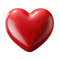 Glossy red heart shape symbol isolated on transparent background