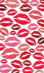 Red Kiss Mark Pattern Valentine Love Illustration Background, red lips mark seamless pattern