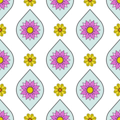 Seamless colorful floral pattern with cute flowers
