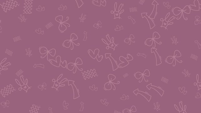Pattern of bows, arrows, hearts, and crown doodles perfect for valentines day cards, textiles, stationery, or romanticthemed designs