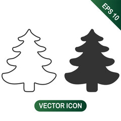Christmas Tree Outline and Solid Icons