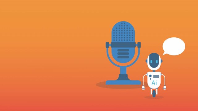 Ai robot, chat bot podcast. 4k video animation. 