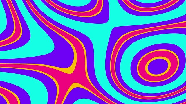 Abstract colorful wavy pattern of bright cyan purple pink and gold lines