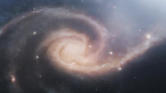 Swirling spiral galaxy in deep space with nebulae and stars universe cosmos
