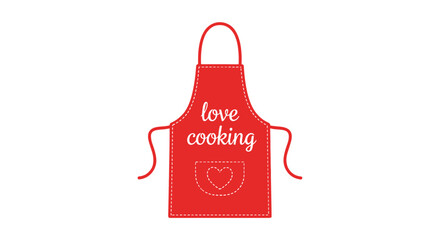 Red kitchen apron featuring a heart on the pocket and the text love cooking is perfect for culinary enthusiasts and home chefs alike.
