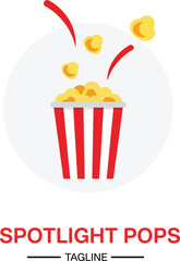 A Minimalist Playful Popcorn Illustration Logo Design for Spotlight Pops Brand Vector Illustration 