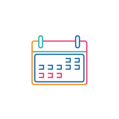 Modern Calendar Icon with Colorful Outline, Simple Schedule Planner, Time Management Concept
