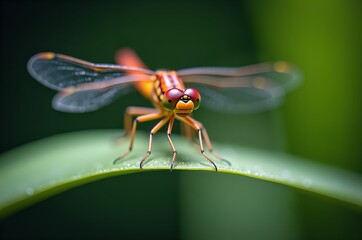 Vibrant Dragonfly Perched on a Leaf