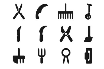 Obraz premium Shear cutter icon edging tools edge icons vector outdoor foot tile weed