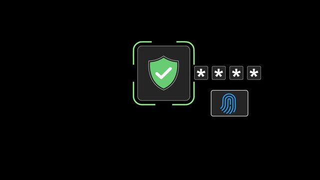 4k, video clip, Secure mobile payment authentication with password protection and digital shield icon on smartphone. Online banking and e-commerce safety technology concept for cybersecurity and finan