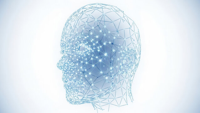 Artificial Intelligence Wireframe Head Network Concept - Powered by Adobe