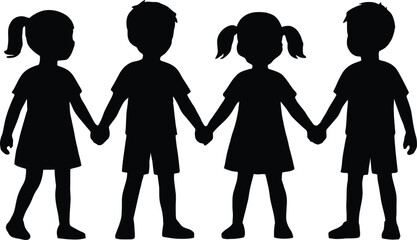 Vector illustration of black silhouettes of people including a fashion woman, business men, a dancing couple, and a mother with her daughter representing family love and beauty