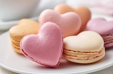Pastel Heart Macarons Mockup for Romantic Cafe and Bakery Marketing