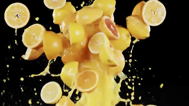 slice of lemon in water splash