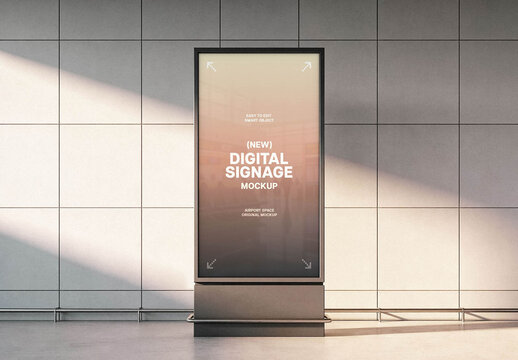 Airport Vertical Digital Signage Mockup