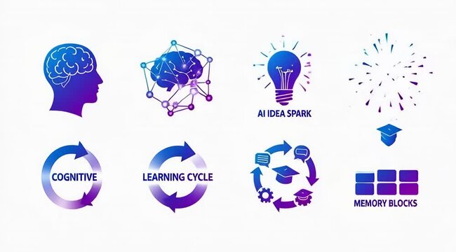 Cognitive Learning Cycle Infographics with Brain Icons.