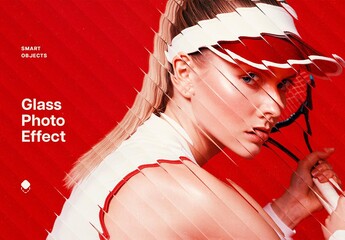 Diagonal Glass Photo Effect Mockup