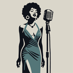 Vintage Female Jazz Singer Illustration.