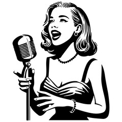 Vintage Female Jazz Singer Illustration.