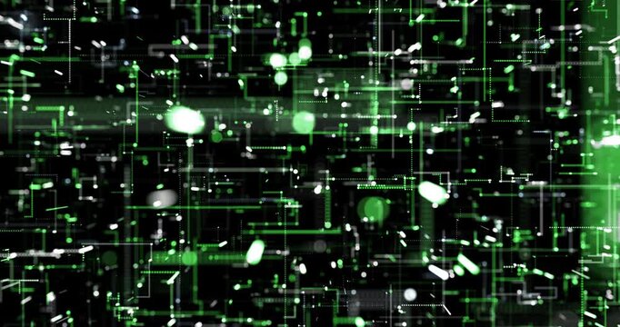 The abstract digital world pulsates with neon lines and dots, weaving the pattern of cyberspace. Color energy fills space, creating the illusion of data flowing.