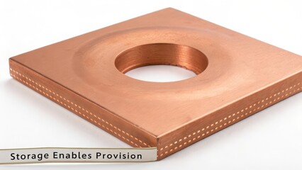 A single square copper component with a central circular opening and detailed edges, presented in a clean studio setting for industrial applications.