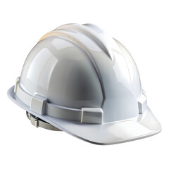 A realistic white safety helmet with a chin strap isolated and ready to use