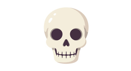 Obraz premium Illustration of a human skull with dark eye sockets and teeth, isolated on a white background, representing Halloween and mortality