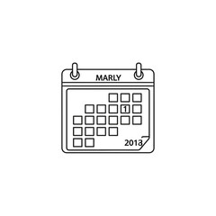 Simple line art calendar icon showing the first day of a month in 2013
