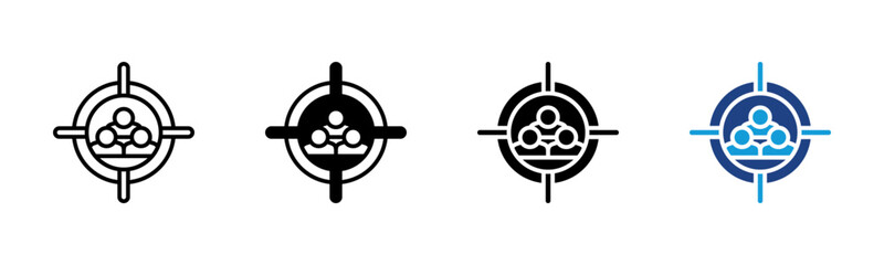 Target Audience icon set multiple style collection