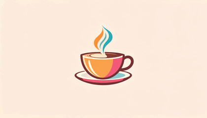 Obraz premium Colorful Coffee Cup Logo Design with Steam Illustration.
