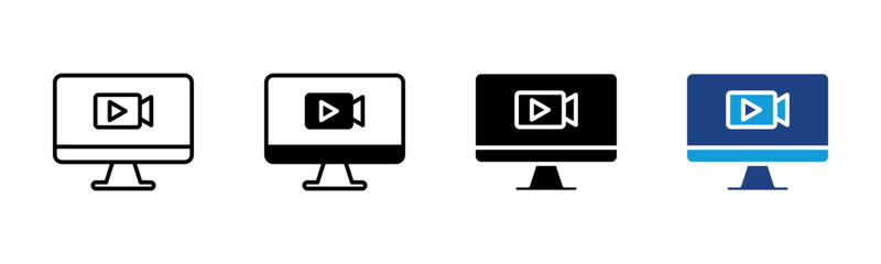 Live Streaming icon set multiple style collection