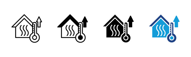 Heating icon set multiple style collection
