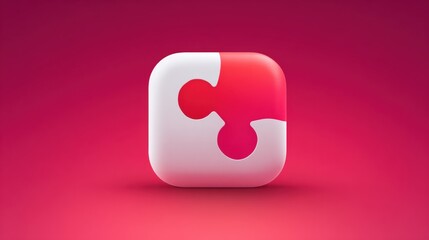 Abstract logo design featuring interlocking shapes on a vibrant pink background