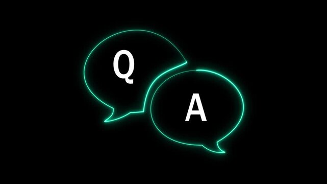Neon Q&A Chat Bubble Icon for Online Customer Support