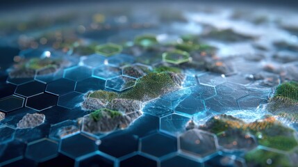 Digital hexagon world map
