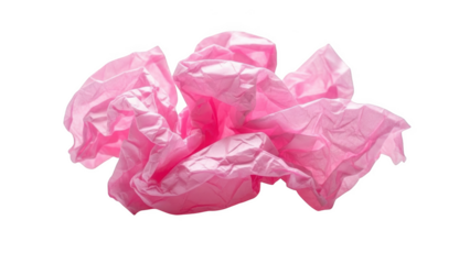 Crumpled pink tissue paper on black background texture