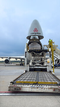 Cargolux Airlines Boeing 747 at the cargo terminal at MXP Milano Malpensa international airport