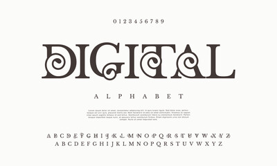 Luxury wedding alphabet font. Typography decorative elegant classic lettering serif fonts vintage retro for logo.